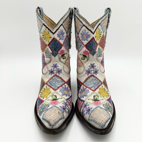 Old Gringo Yippee Ki Yay by Heirloom Short Embroidered Patchwork Ankle Booties - Picture 3 of 12